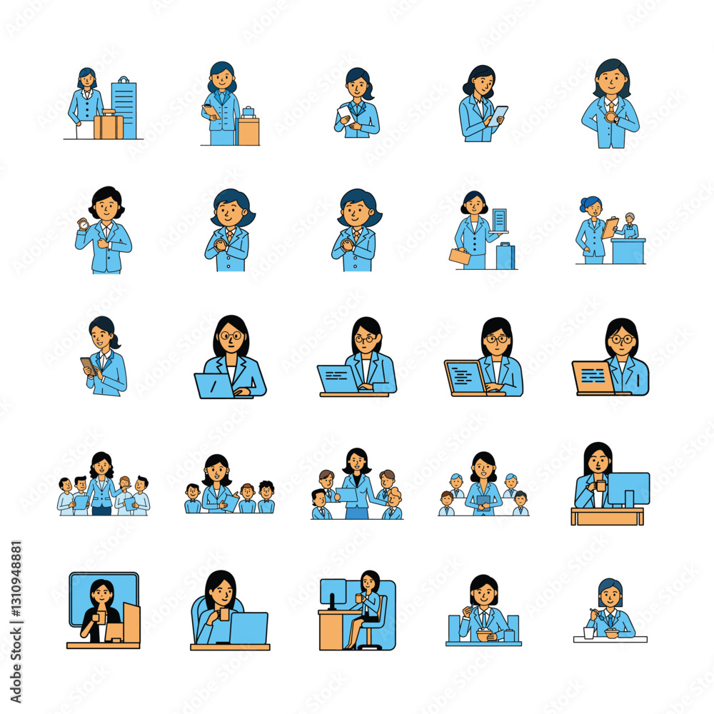 Business character Design 25 bundle set vector art illustration Business character Design 25 bundle set vector art illustration