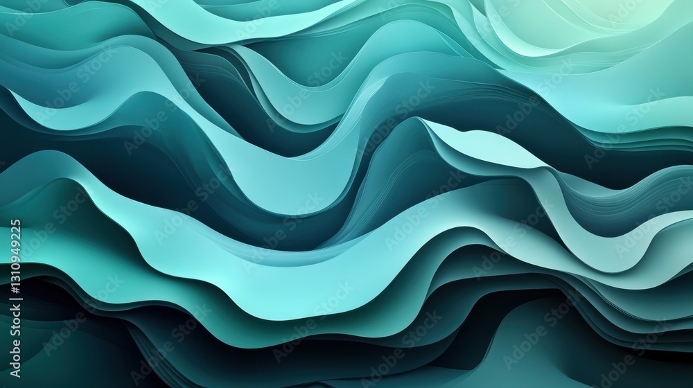 A Beautiful Abstract Representation of Flowing Ocean Waves in Tranquil Shades of Blue and Green A Beautiful Abstract Representation of Flowing Ocean Waves in Tranquil Shades of Blue and Green
