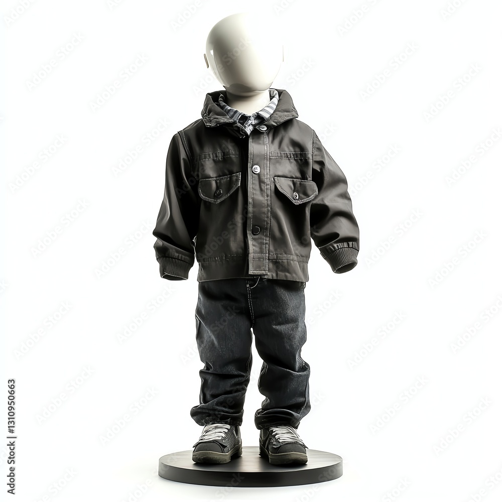 Child mannequin dressed in casual winter clothing, on isolated background. Child mannequin dressed in casual winter clothing, on isolated background.