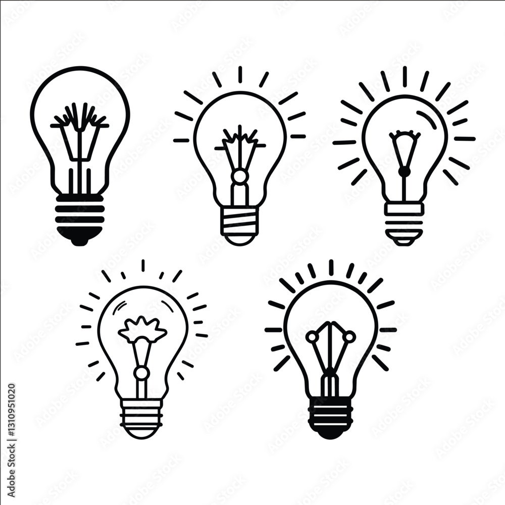 A series of light bulbs, each with a different shape and size A series of light bulbs, each with a different shape and size