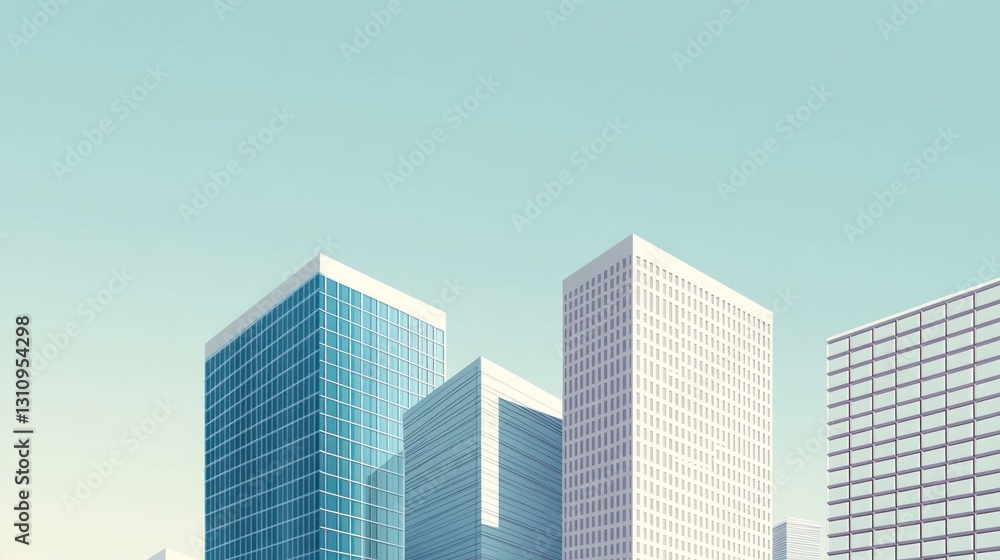Cityscape Modern buildings against a clear sky. Background Minimalist urban scene. Use Real estate marketing Cityscape Modern buildings against a clear sky. Background Minimalist urban scene. Use Real estate marketing