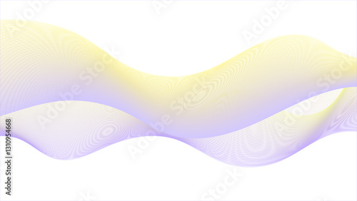 A colorful wave with a white background. Wavy pattern against a crisp white background. Abstract wavy lines in gradient shades of purple and pink forming a smooth flowing