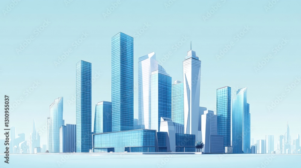 Modern city skyline, urban landscape, architectural design, business district, light blue sky, website banner Modern city skyline, urban landscape, architectural design, business district, light blue sky, website banner