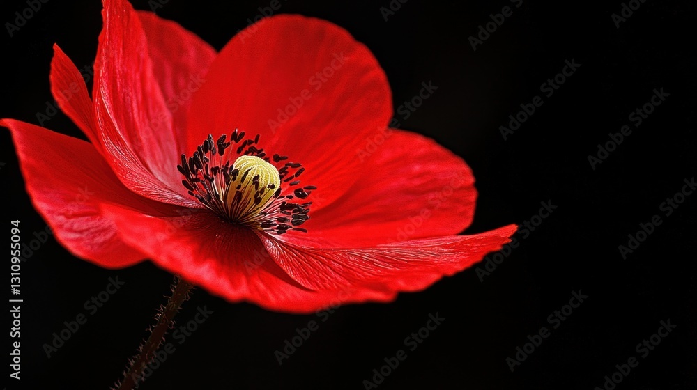 Vibrant Red Poppy Flower Against a Dark Background Vibrant Red Poppy Flower Against a Dark Background