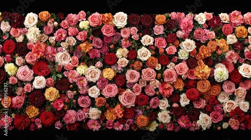 Colorful Floral Wall Decoration with Various Types of Roses
