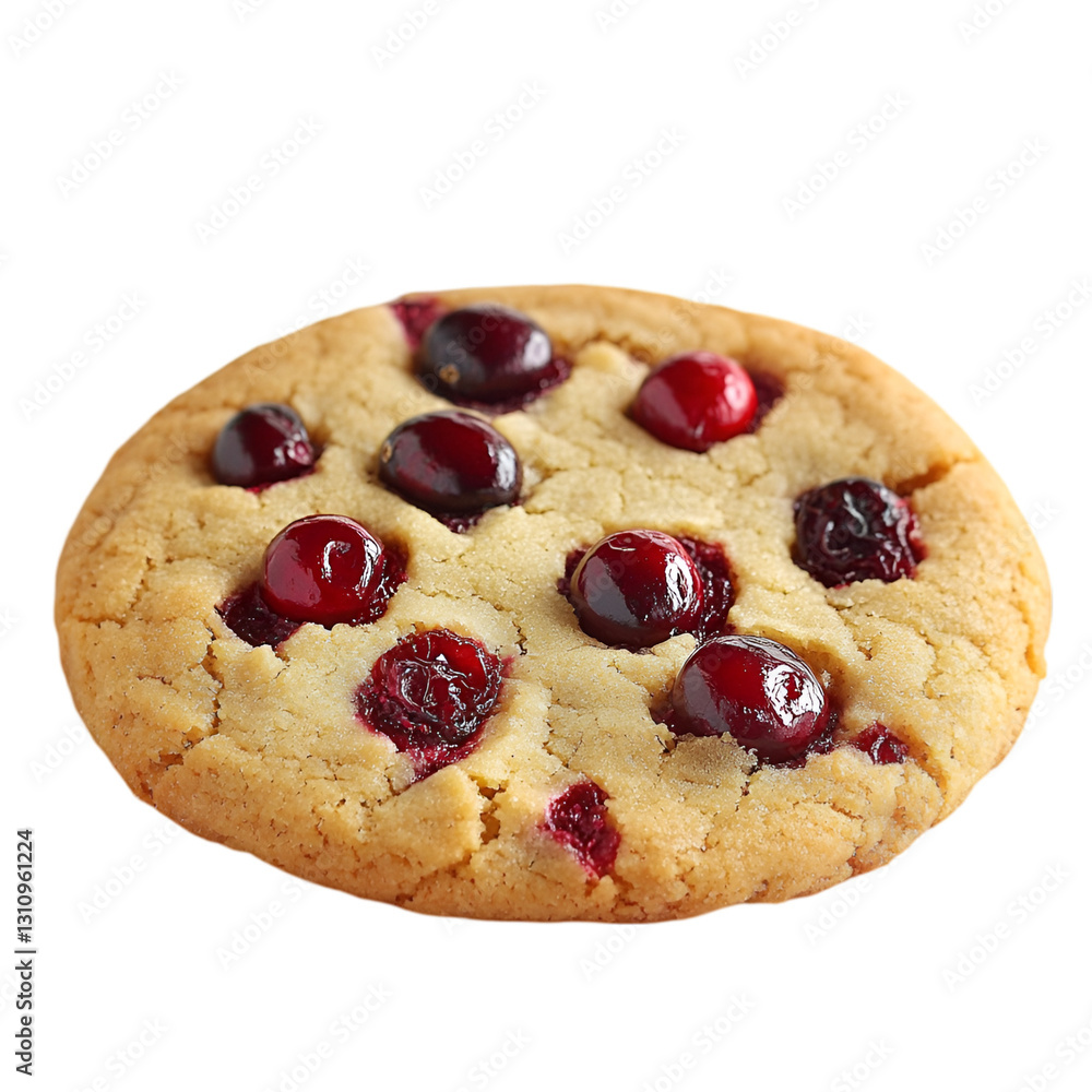 Fresh Cranberry White Chocolate Cookies isolated on white and transparent background. PNG cutout. Fresh Cranberry White Chocolate Cookies isolated on white and transparent background. PNG cutout.
