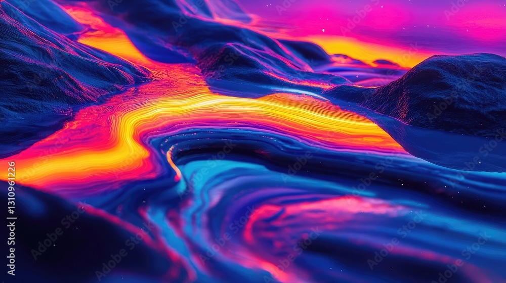 Obraz premium Aurora borealis northern lights idea. Colorful abstract landscape featuring vibrant flowing patterns of light and texture.
