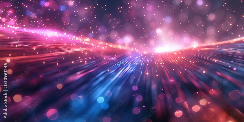 Obraz premium A vibrant abstract scene featuring dynamic light trails and colorful bokeh effects that create a sense of depth and movement.