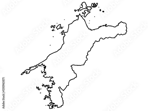 少しゆるい白い愛媛県地図 四国 西日本