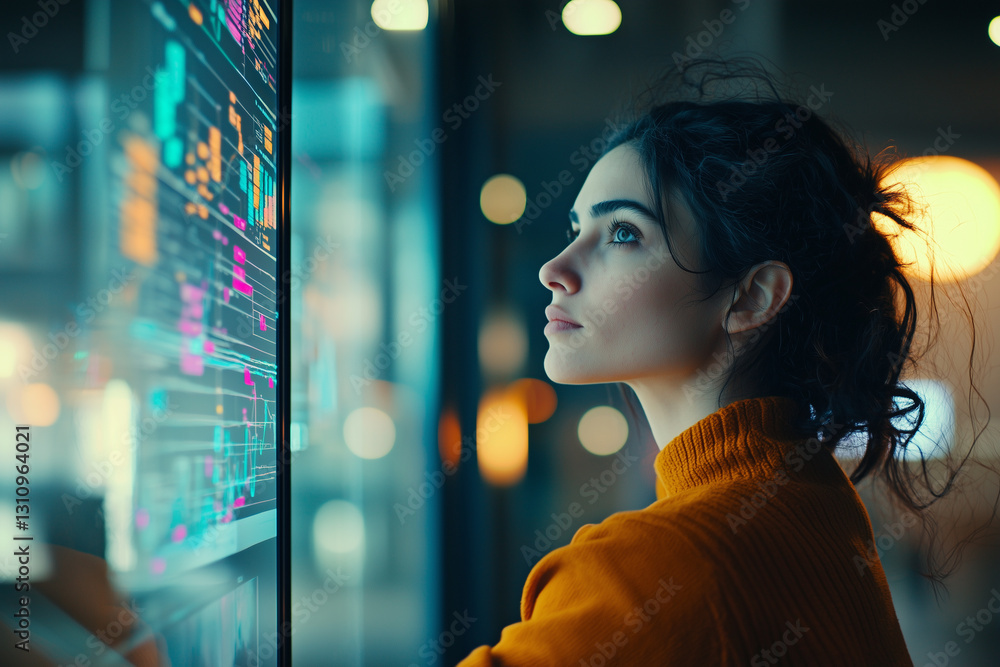 Fototapeta premium Contemplating Data in Modern Environment