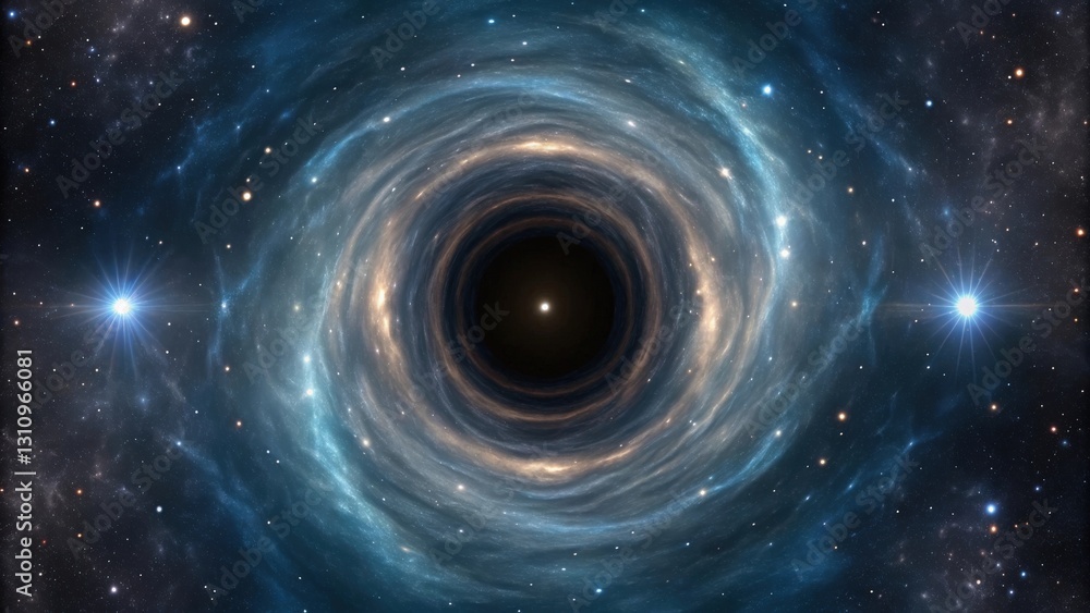 Obraz premium a cosmic black hole with swirling energy, bright stars, and a sense of infinite depth 