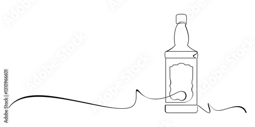 Alcoholic drink bottles in line art style.