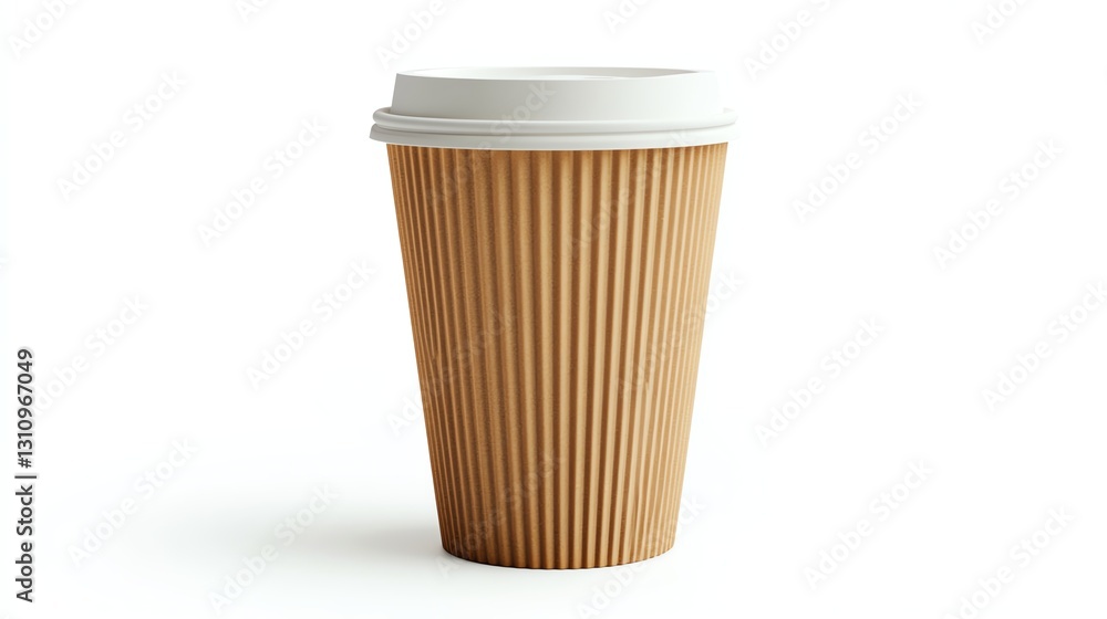 Brown disposable coffee cup with a white lid, isolated on a white background. Brown disposable coffee cup with a white lid, isolated on a white background.