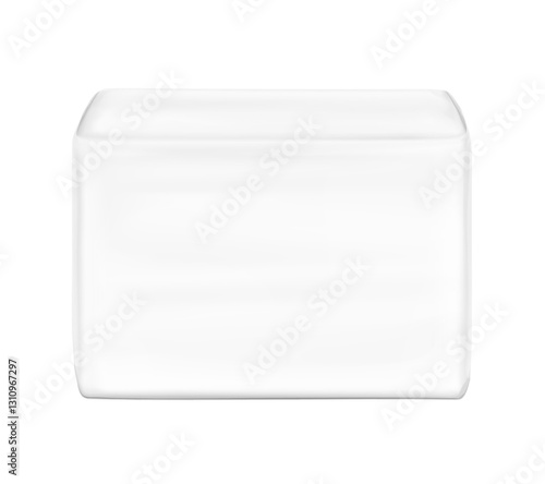 Packaging bag mockup. Suite for the presentation of pads, diaper, wet wipes, etc. Vector illustration isolated on white background. Half side view. Ready for your design. EPS10.