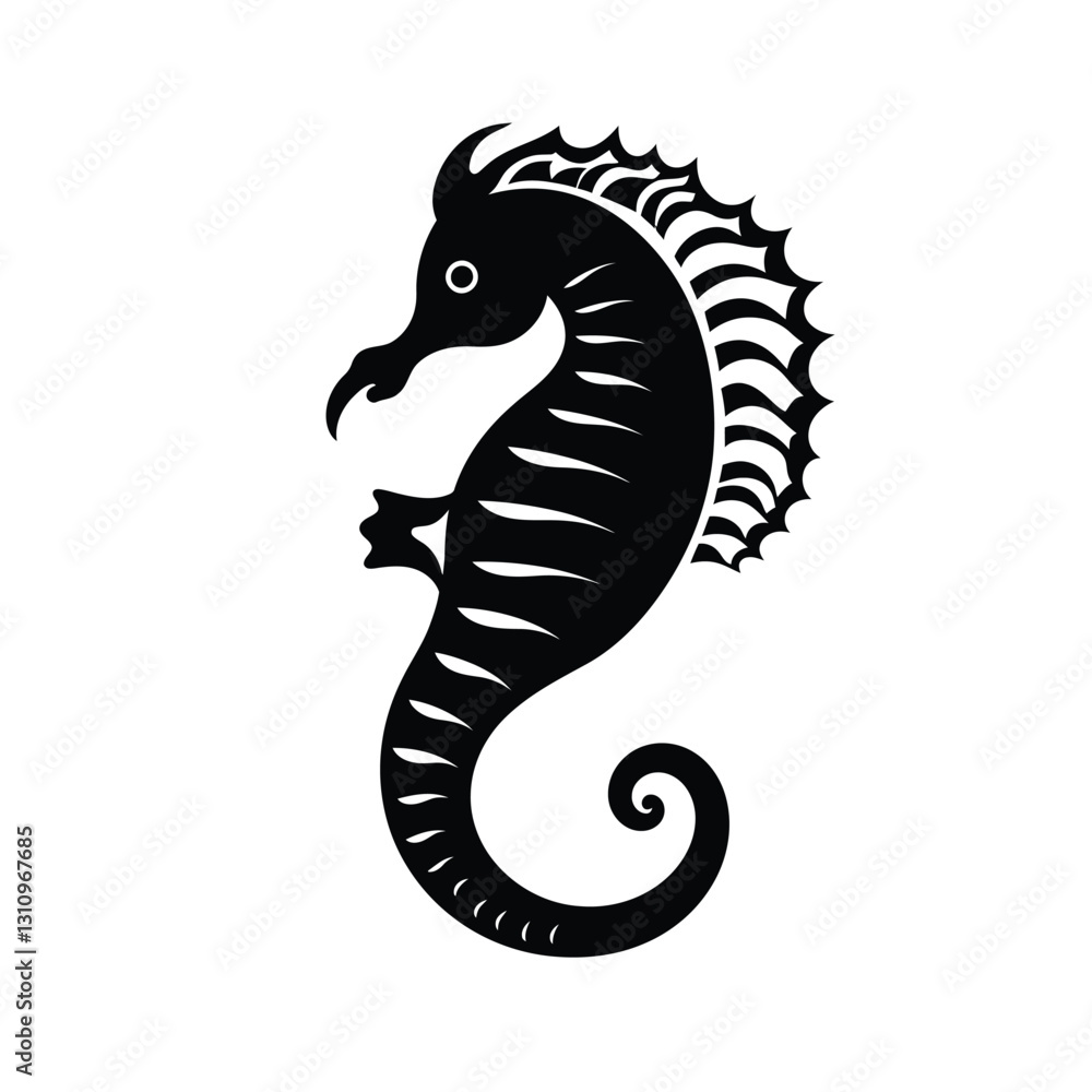 Fototapeta premium black silhouette of a seahorse
