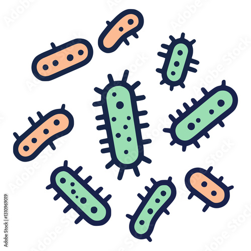 micro bacteria biological flat color vector illustration template design