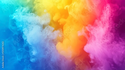 Vibrant Cloud of Colored Ink Spreading in Water Mixing and Dissolving in Swirls and Colorful Mist photo