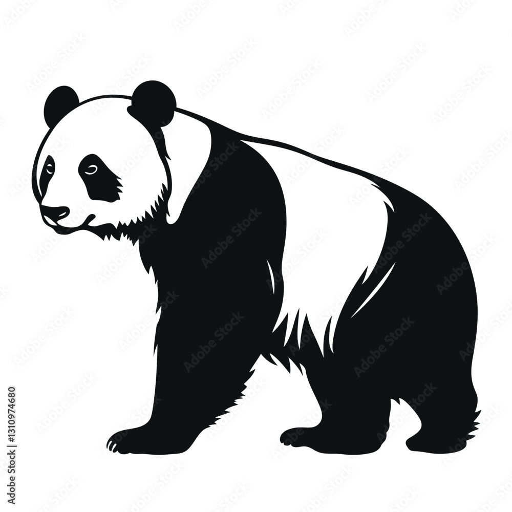 Fototapeta premium black silhouette of a panda