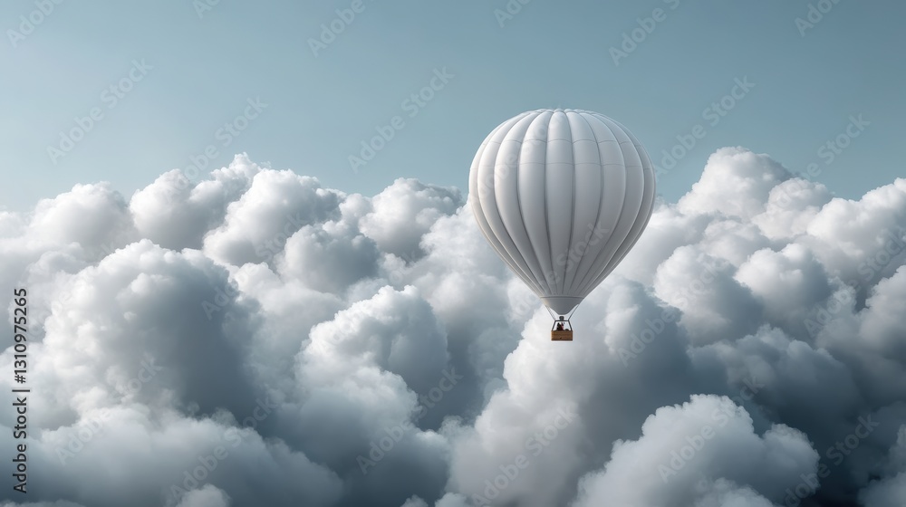 Fototapeta premium Floating above the clouds in a whimsical hot air balloon Generative AI