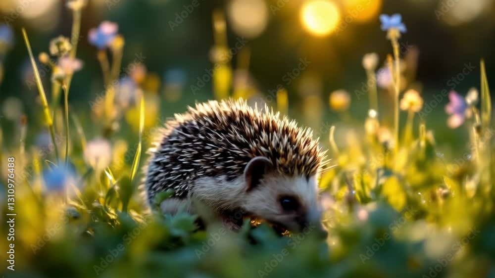 A Hedgehog and snowdrops, little Hedgehog wildlife, slow motion high resolution cinematic horizontal 4k video A Hedgehog and snowdrops, little Hedgehog wildlife, slow motion high resolution cinematic horizontal 4k video