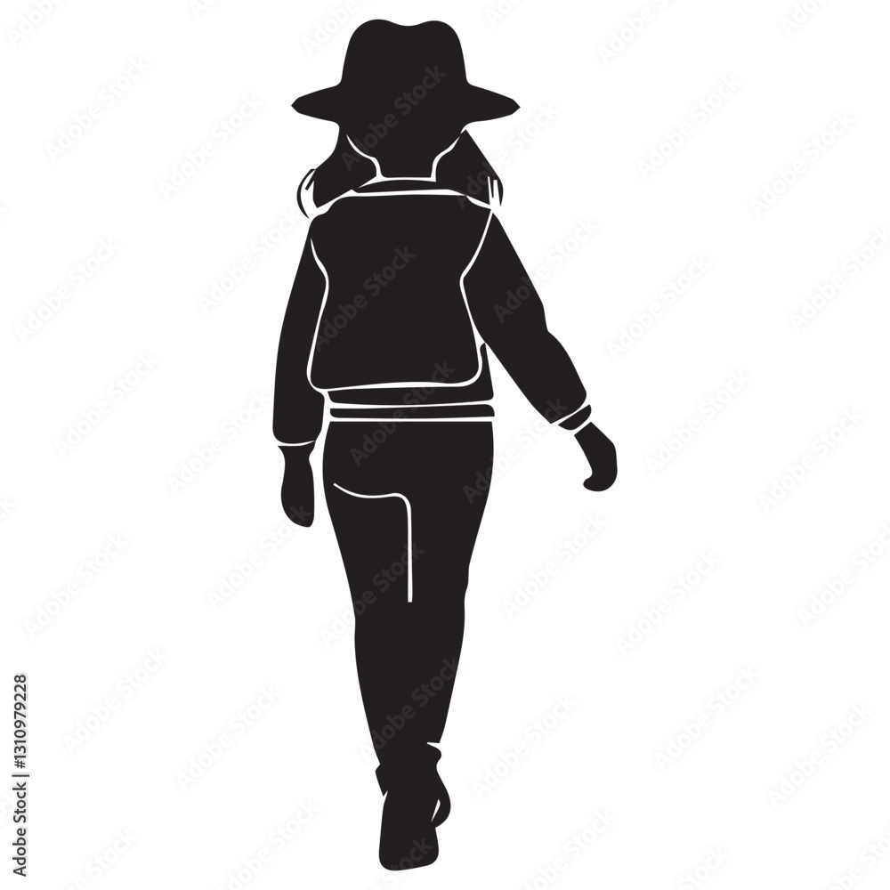 Stylish Girl Walking Away in Silhouette Stylish Girl Walking Away in Silhouette