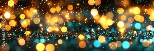 Teal green and gold abstract glitter bokeh background. Holiday texture confetti celebration wallpaper.  , isolated on white background,  , copy space for text,