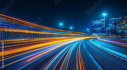 Technology screen with abstract high speed technology motion blur , isolated on white background,  , copy space for text,