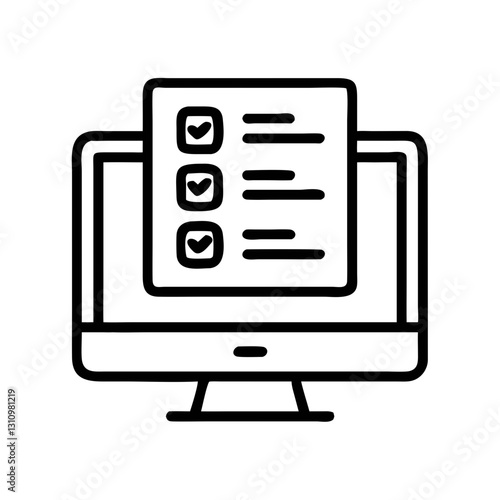 Black and white checklist on computer screen
