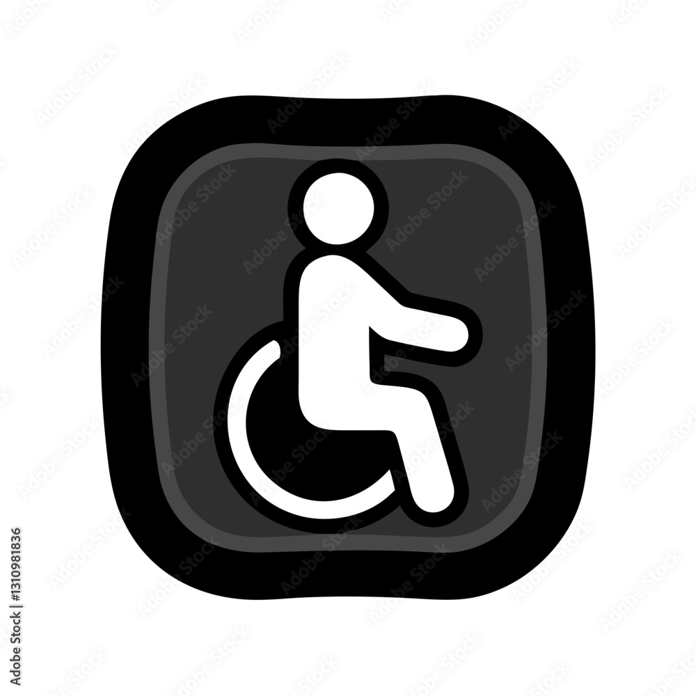Black and white wheelchair accessibility icon Black and white wheelchair accessibility icon