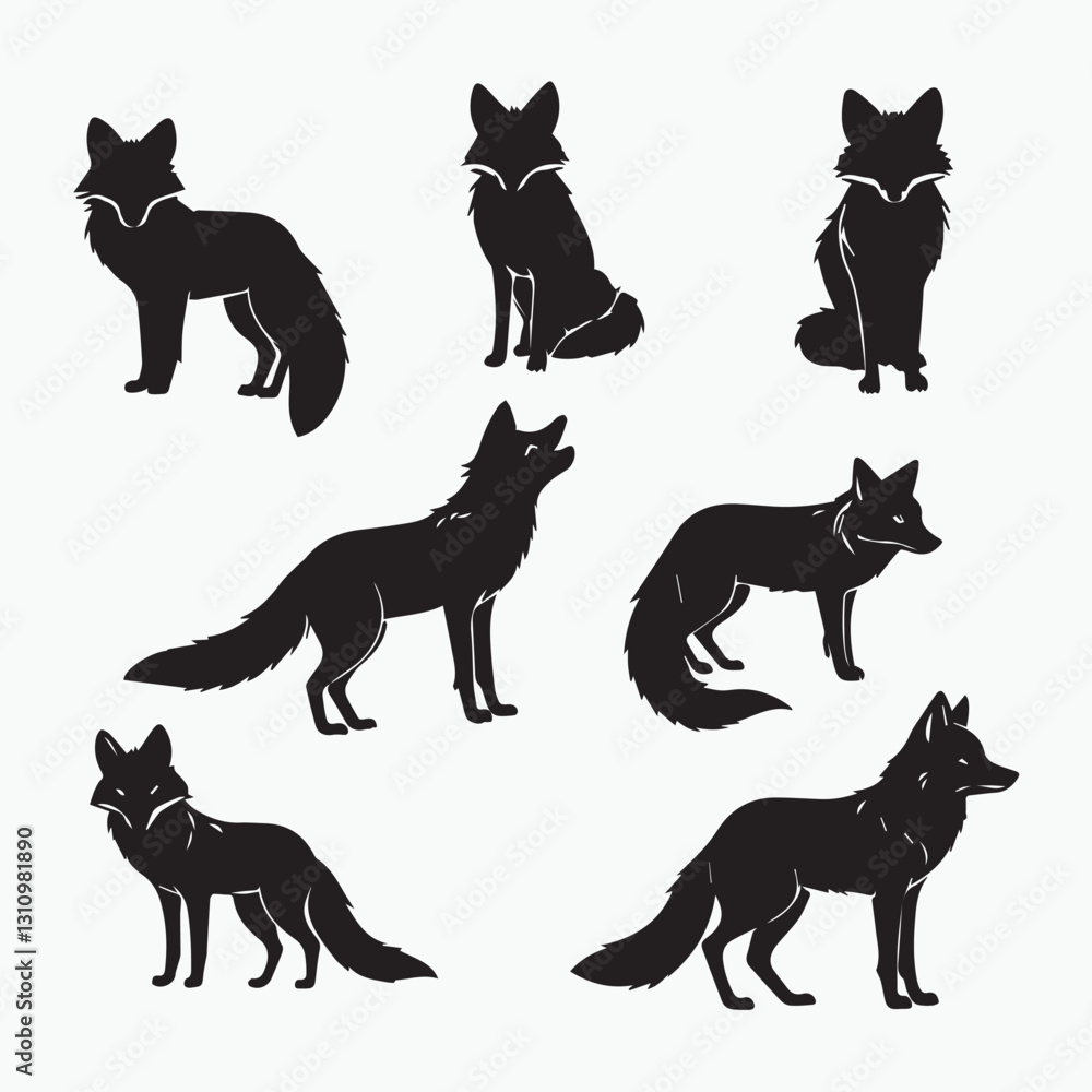 Collection of Silhouetted Fox Designs Collection of Silhouetted Fox Designs