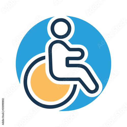 Blue and orange wheelchair accessibility icon