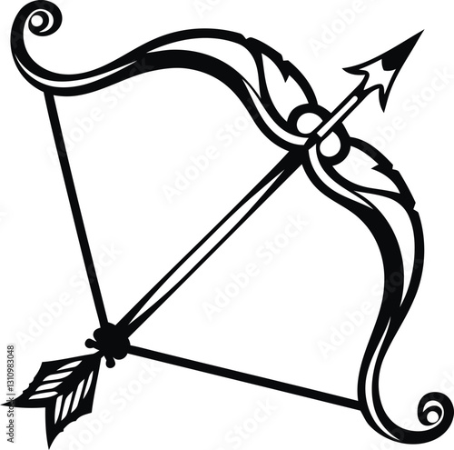 Modern and stylish bow and arrow silhouette vector art, bow and arrow line art vector icon design
