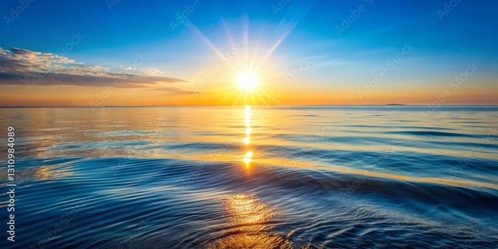 Obraz premium Golden Hour Serenity Sunbeams Dance on Gently Rippling Ocean Waters