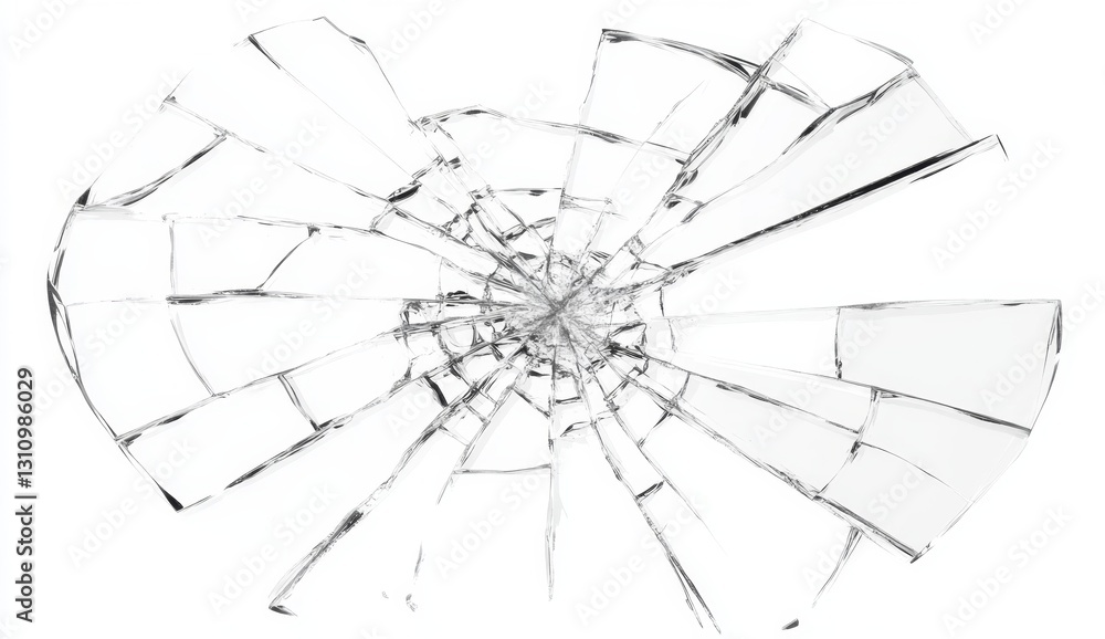 Fototapeta premium Broken glass shards on white background