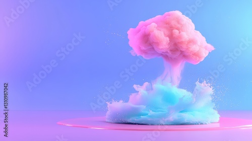Obraz na płótnie Pink and blue paint cloud explosion. w salonie