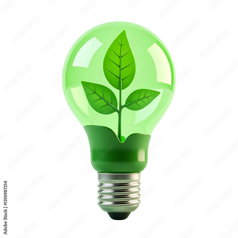 Green light bulb with plant inside symbolizing eco-friendly energy solutions Green light bulb with plant inside symbolizing eco-friendly energy solutions