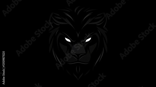 Wallpaper Mural Black lion head, dark background, powerful symbol, design Torontodigital.ca