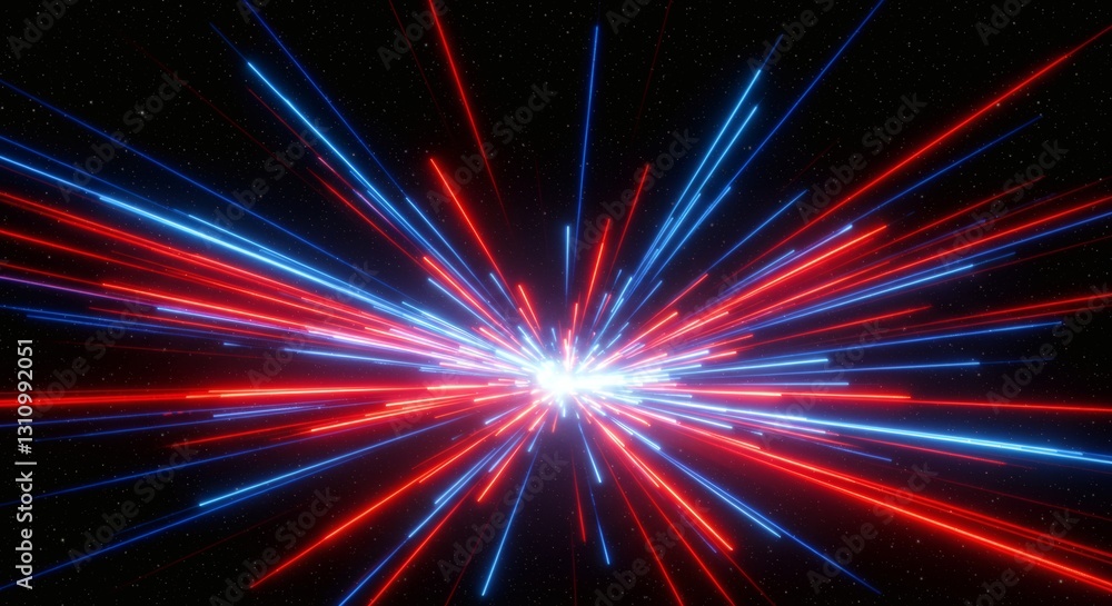 Naklejka premium Abstract Light Streaks Radiating From Center with Red and Blue Colors
