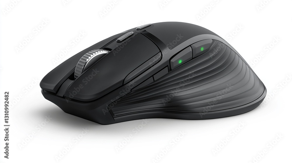 Ergonomic black wireless computer mouse isolated on white. Ergonomic black wireless computer mouse isolated on white.