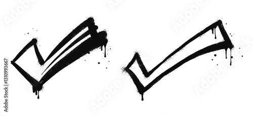Check sign on set. Spray painted graffiti check mark in black over white. isolated on white background. vector illustration