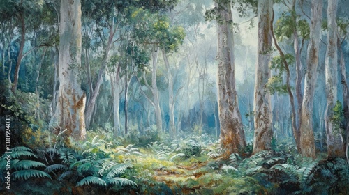 Forest Path Painting, Sunlight, Australian