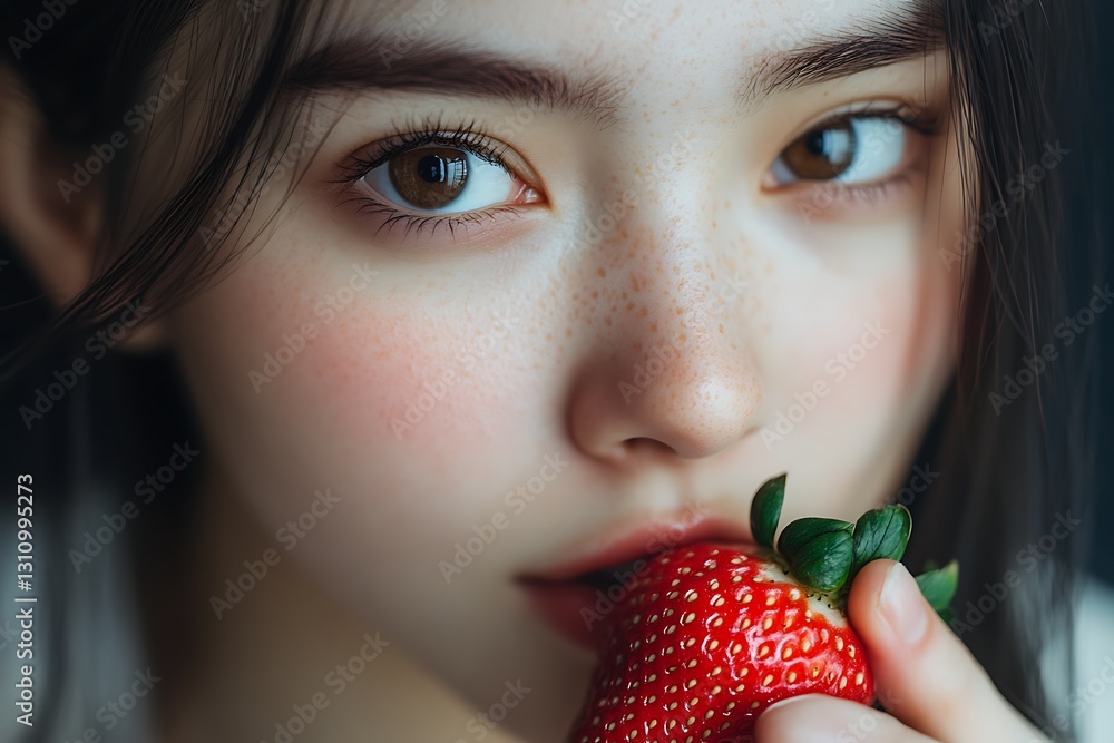 Young woman with strawberries Young woman with strawberries