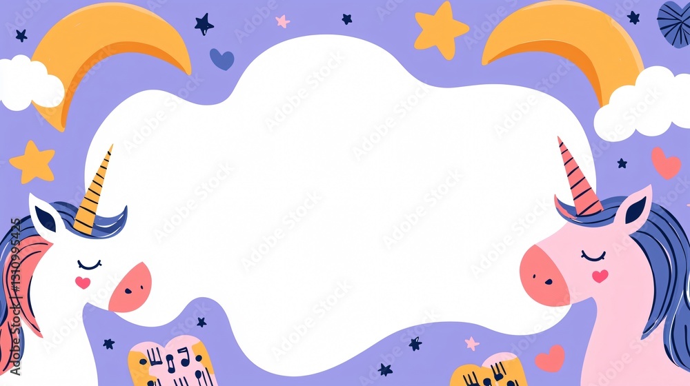 Naklejka premium Whimsical Unicorns with Colorful Background for Kids' Projects