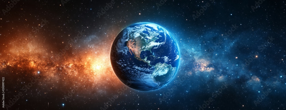 Fototapeta premium Earth in Cosmic Nebula (1)