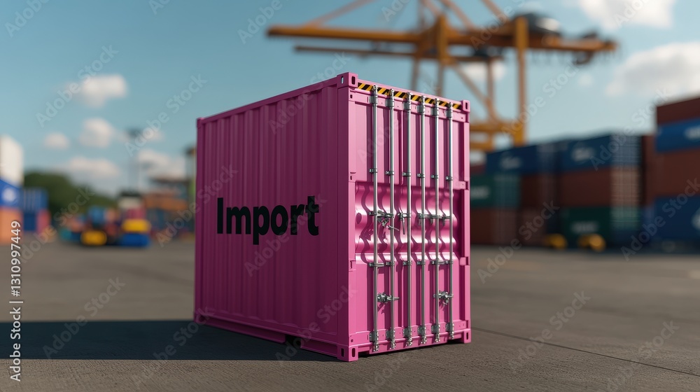 Pink shipping container labeled