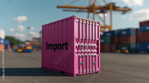 Obraz na płótnie Pink shipping container labeled