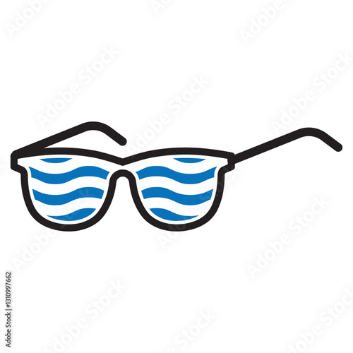 Beach sunglasses icon logo design template isolated illustration
