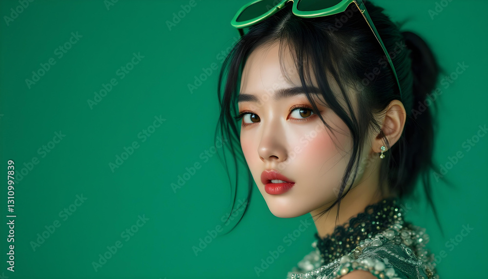 Fototapeta premium ファンタジーストーリー（ターコイズグリーンの色彩を纏った女性