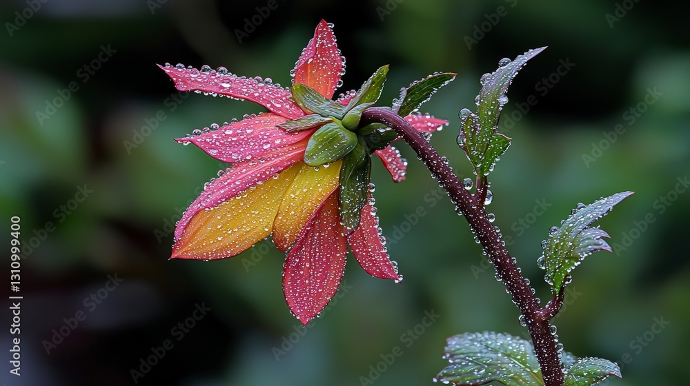 Dew Kissed Dahlia Vibrant Autumn Bloom Water Droplets Macro Photography Dew Kissed Dahlia Vibrant Autumn Bloom Water Droplets Macro Photography