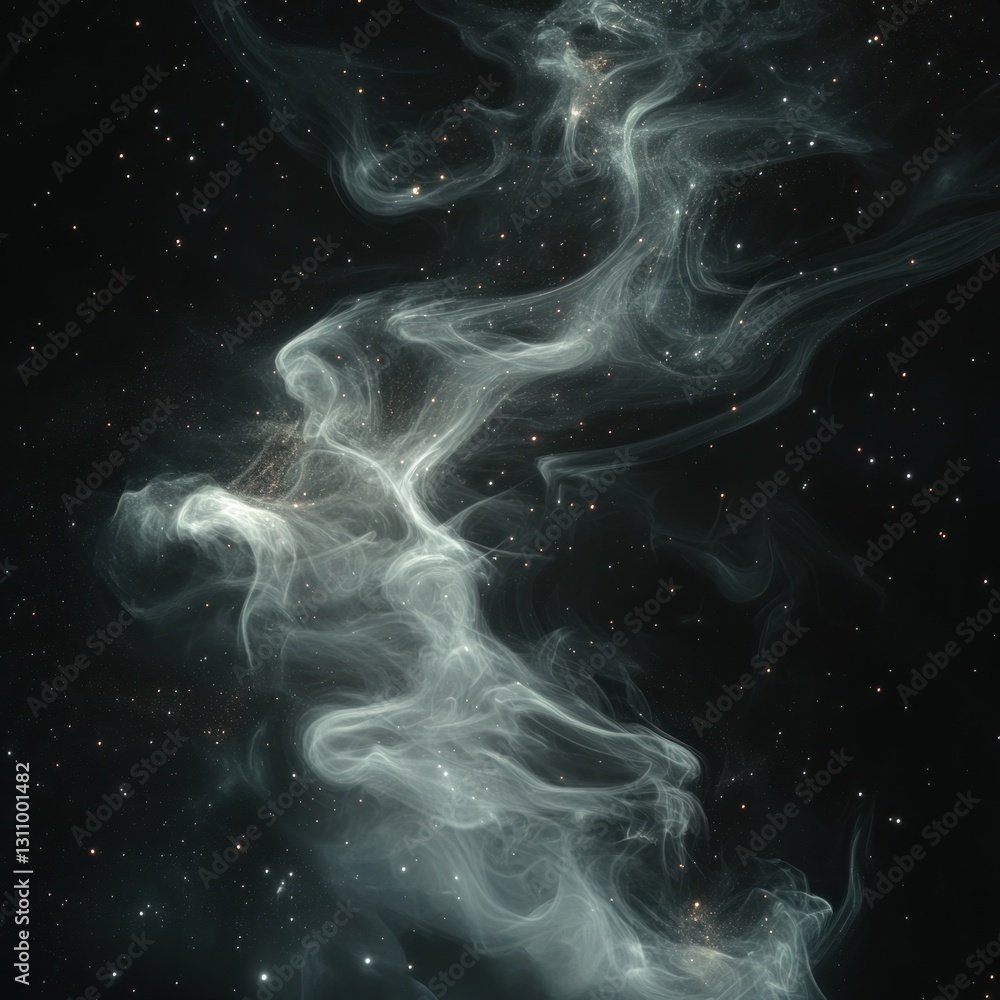 Ethereal smoke swirls against a dark, starry backdrop. Ethereal smoke swirls against a dark, starry backdrop.